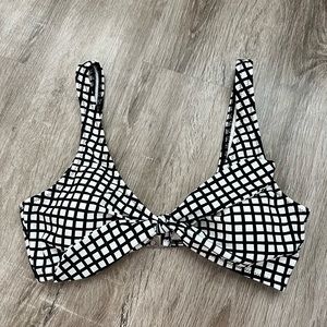 Bow Bikini Top - black and white checkered